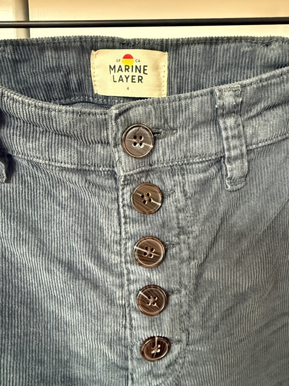 Marine Layer High-Waist Wide-Leg Corduroy Pants in Slate Blue - Picture 3 of 4